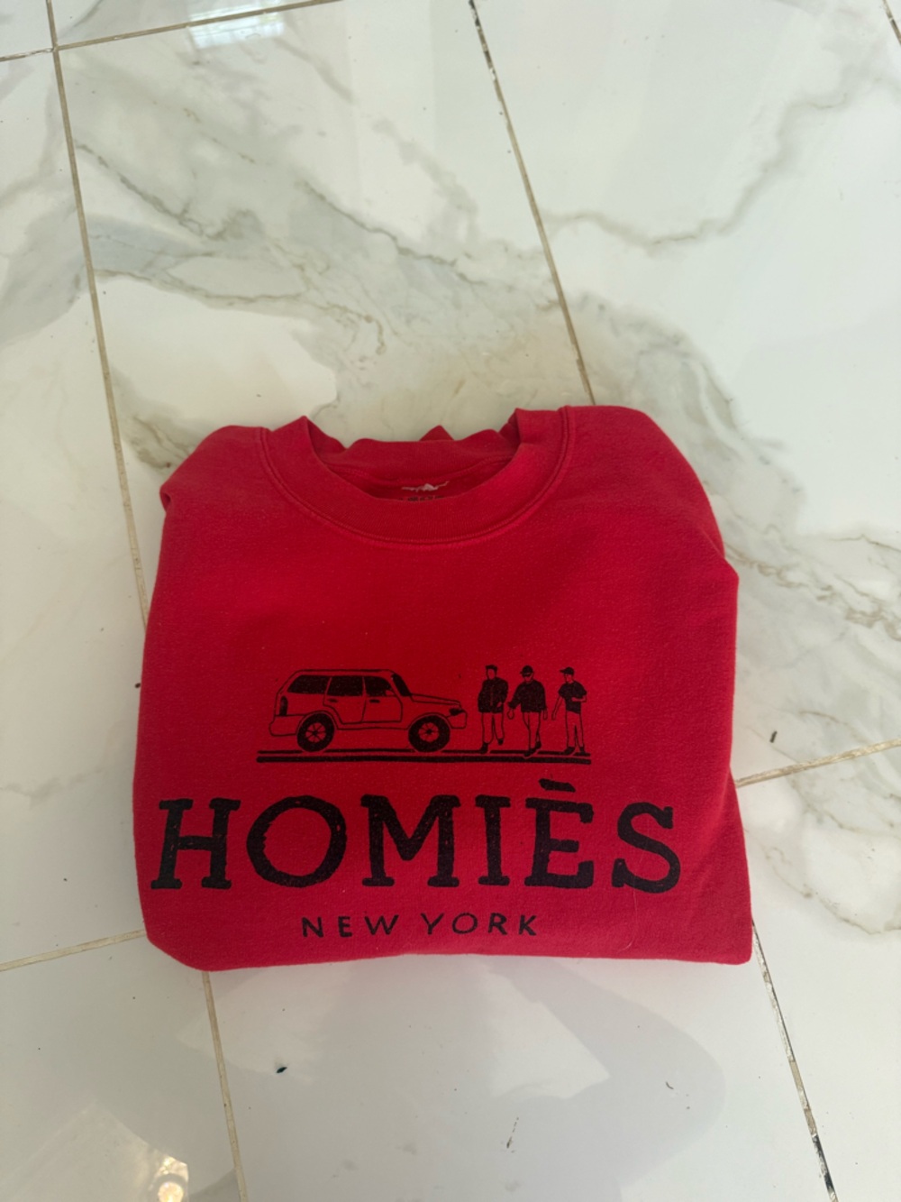 cropped red Homies sweater